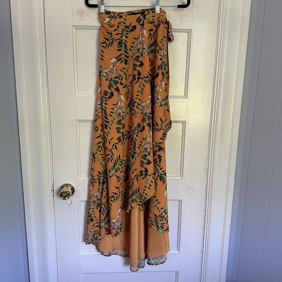 House of Harlow 1960 Revolve Floral Tie Wrap Robin Skirt in Mandarin Extra Small - Picture 3 of 11